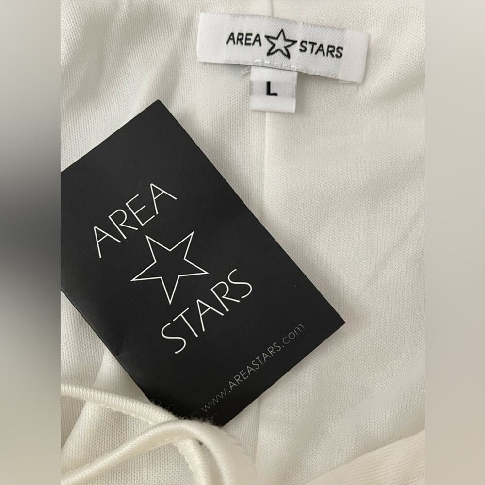 New ~ AREA STARS ~ Cutout Shimmer Midi Dress In White L - Picture 8 of 9